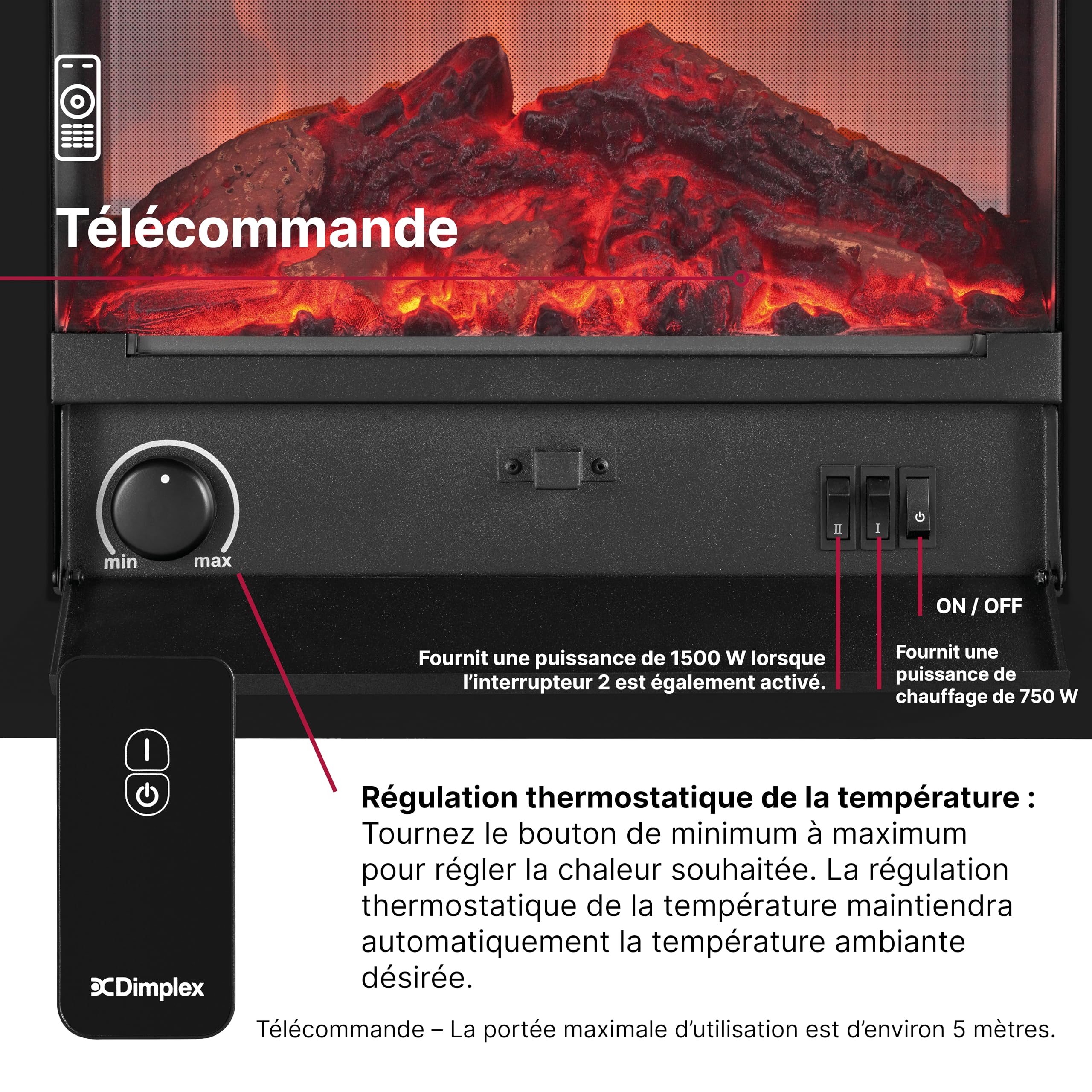 dimplex-bellini-black-po-le-lectrique-optiflame-1500w-noir-t-l-commande image 7