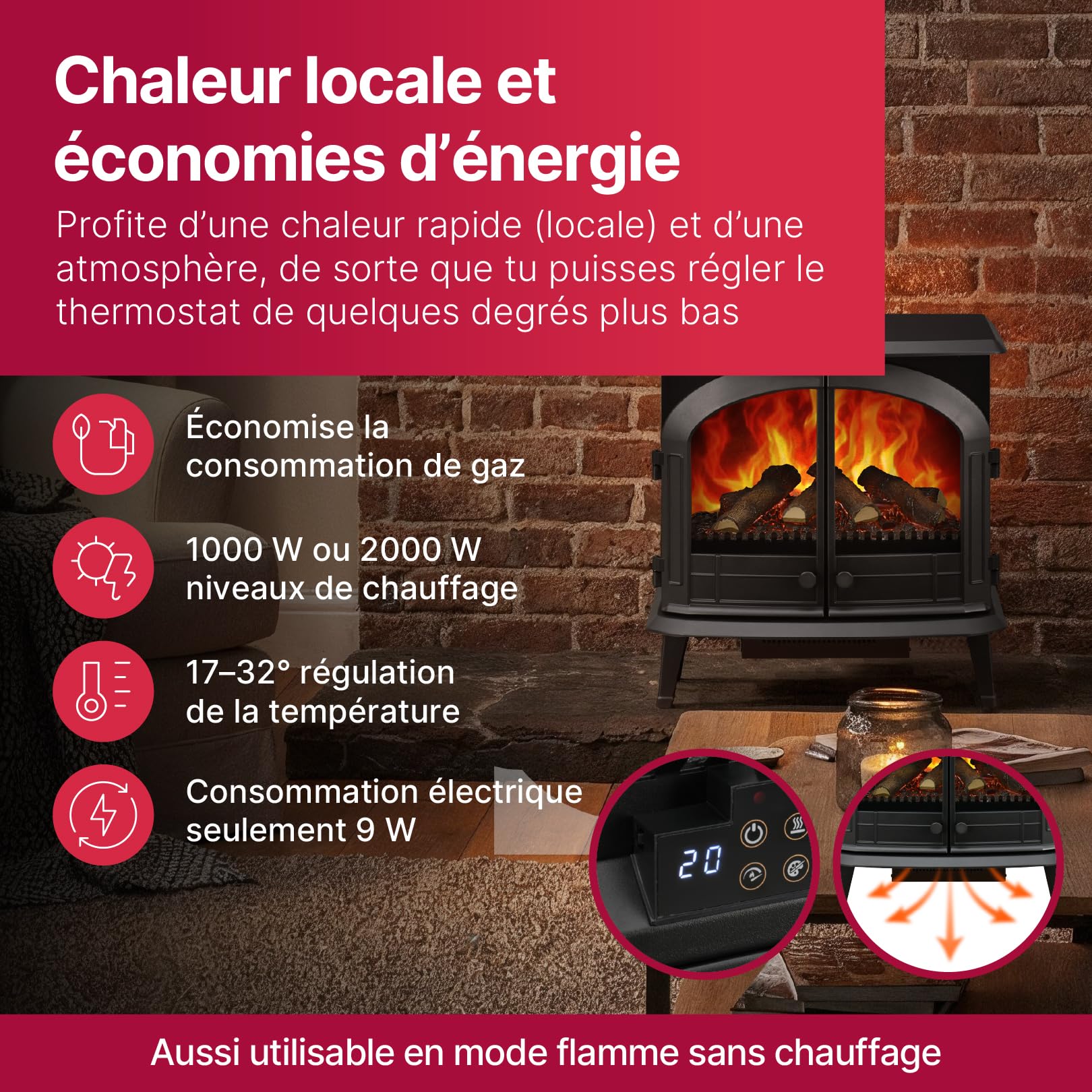 dimplex-emberly-chemin-e-lectrique-3-faces-2-kw image 2